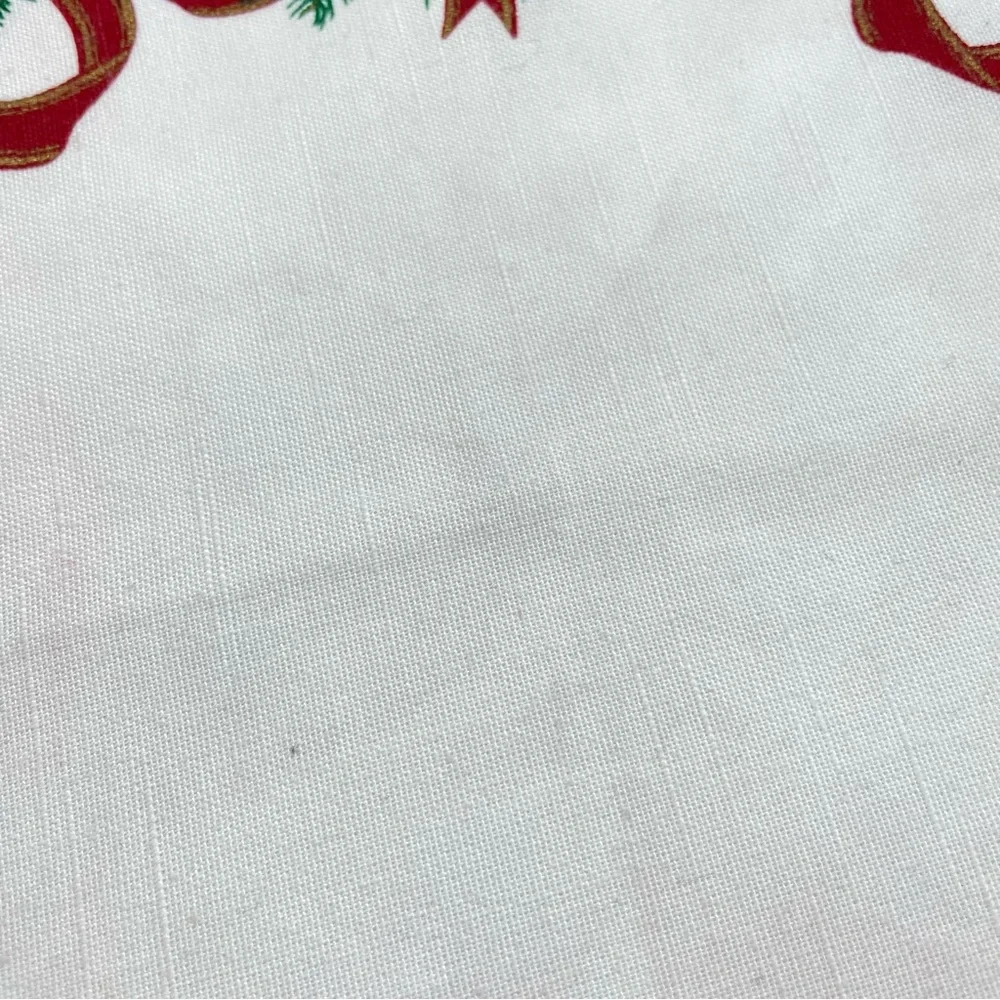 Vintage Christmas Napkins Cloth Poinsettia Flowers Red White Green Holiday Set 8